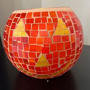 Mosaic Glass Pumpkin Bowl From Neiman Marcus. NWOT
